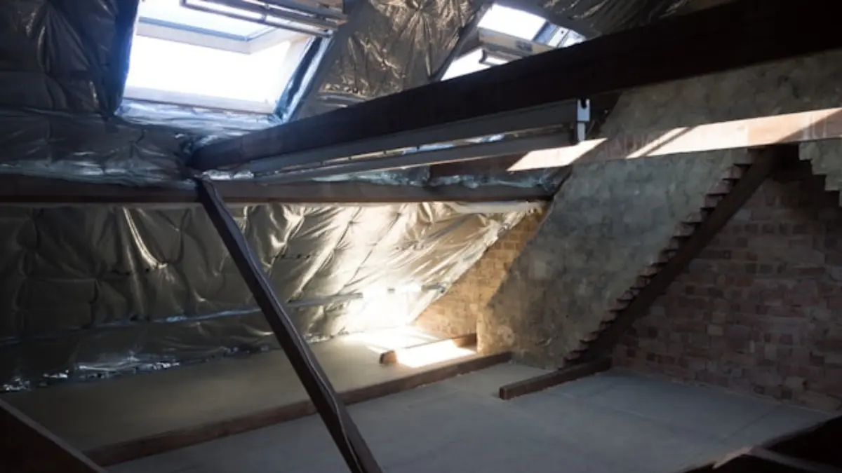 Attic mold removal prevention with clean ventilated attic and exposed beams