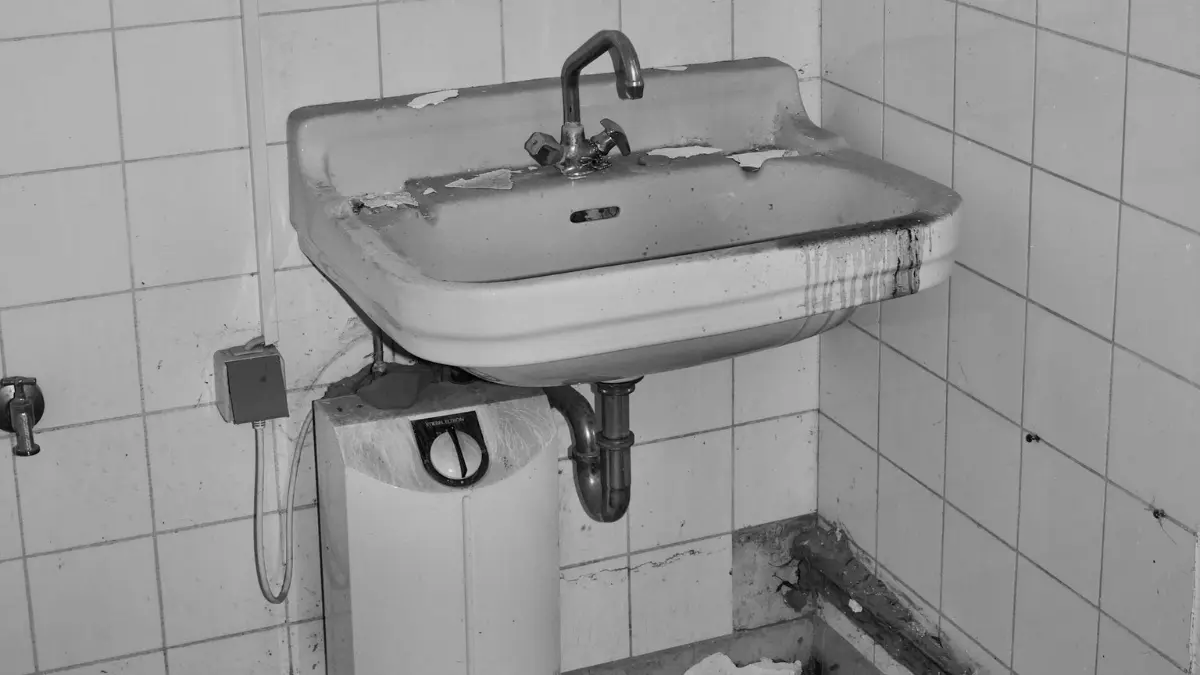 Landlord mold responsibility often starts with hidden plumbing leaks like this bathroom pipe repair