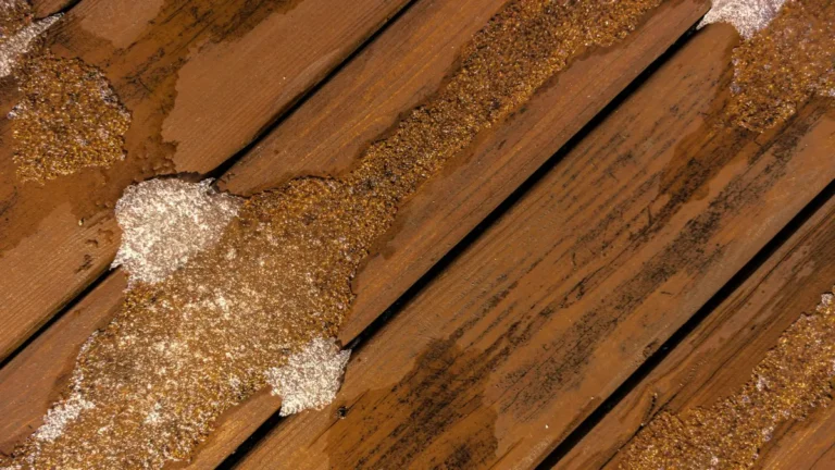 Mold Removal on a stained wood surface with visible fungal growth spreading across the boards.