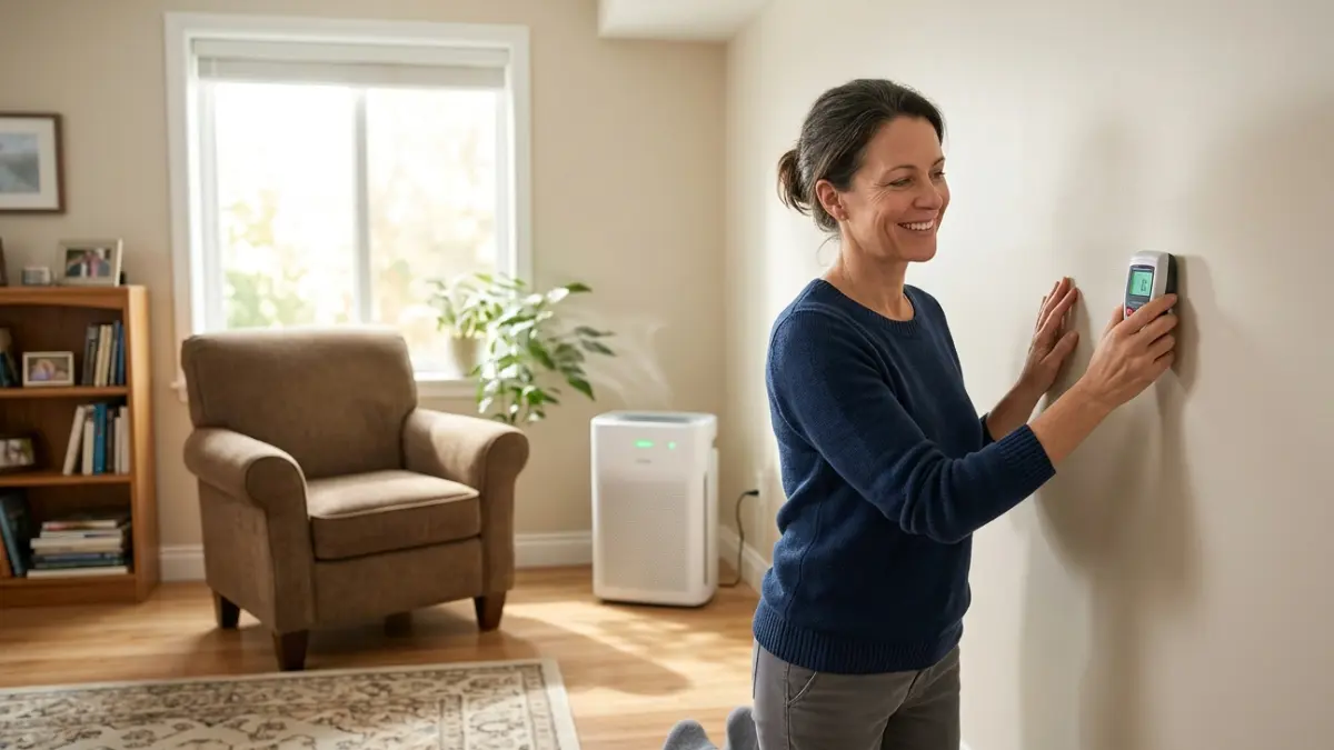 Air Purifier running in a clean room after successful mold remediation and moisture repair