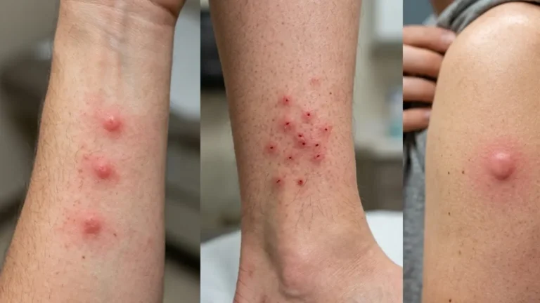 Flea Bites compared with bed bug bites and mosquito bites on human skin