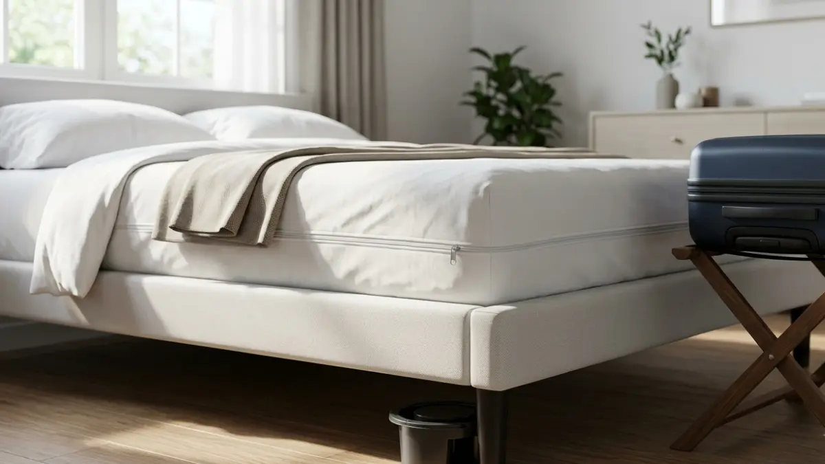 how do you get bed bugs prevention setup showing mattress encasement interceptor traps and proper luggage storage