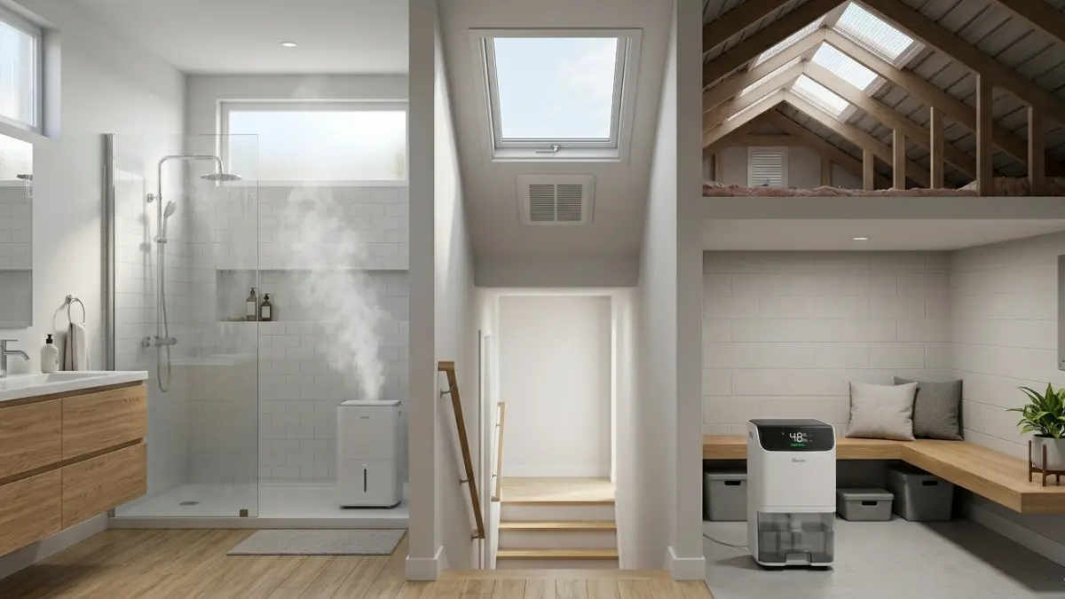 Prevent Mold in bathrooms basements and attics by controlling moisture and improving ventilation