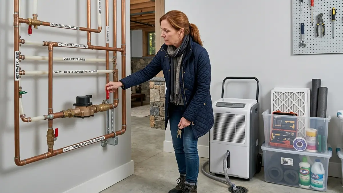 Vacation homeowner shutting off the main water valve before leaving a seasonal property