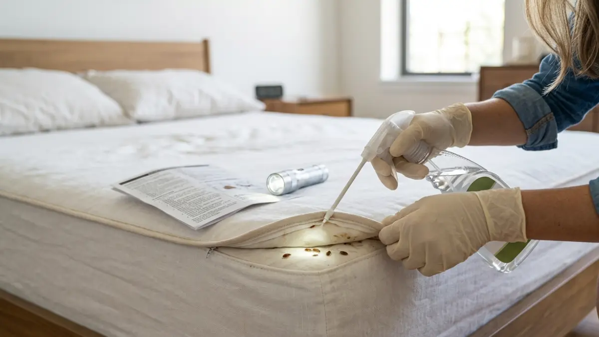 Proper Best Bed Bug Spray application into mattress seams and bed frame crevices.