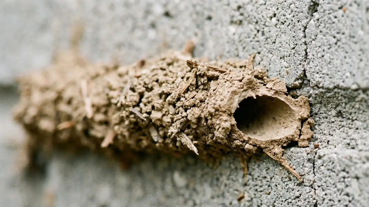 Close-up of Termite Mud Tubes showing their soil and wood particle construction