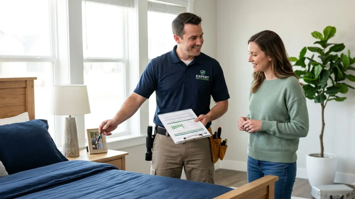 DIY vs Professional Bed Bug consultation between a homeowner and a licensed pest control technician