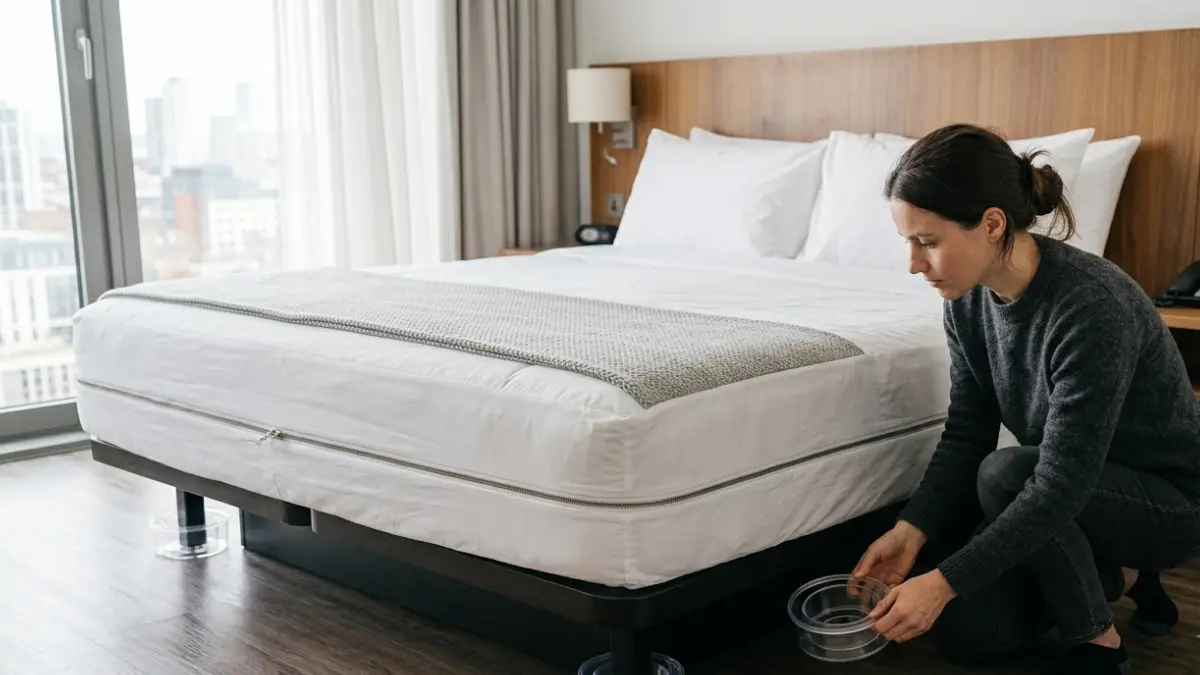 Prevent Bed Bugs using a zippered mattress encasement and interceptor traps under bed legs.