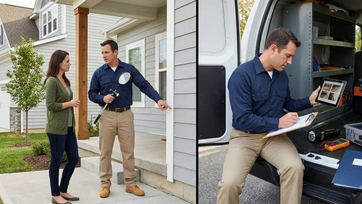 Termite Inspection Cost comparison showing the difference between a free inspection visit and an official paid termite inspection report