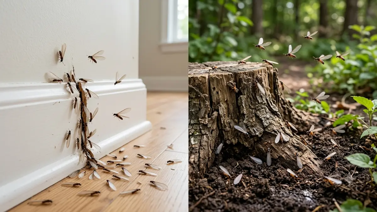 Termite swarmers emerging indoors compared with outdoor swarming near soil and trees