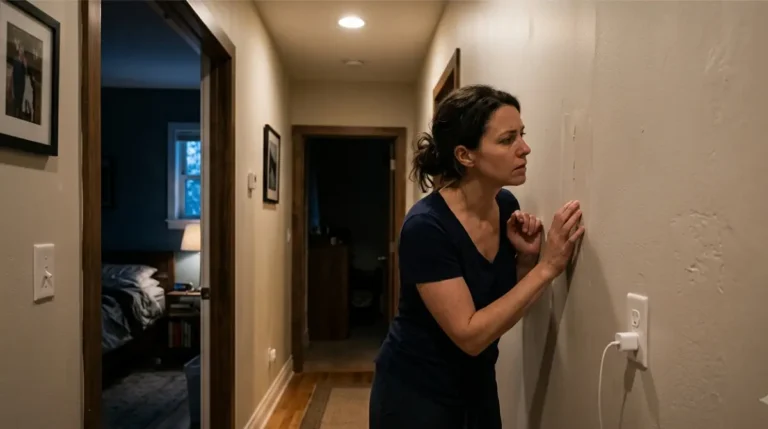 Scratching noise in a wall as a homeowner listens at night