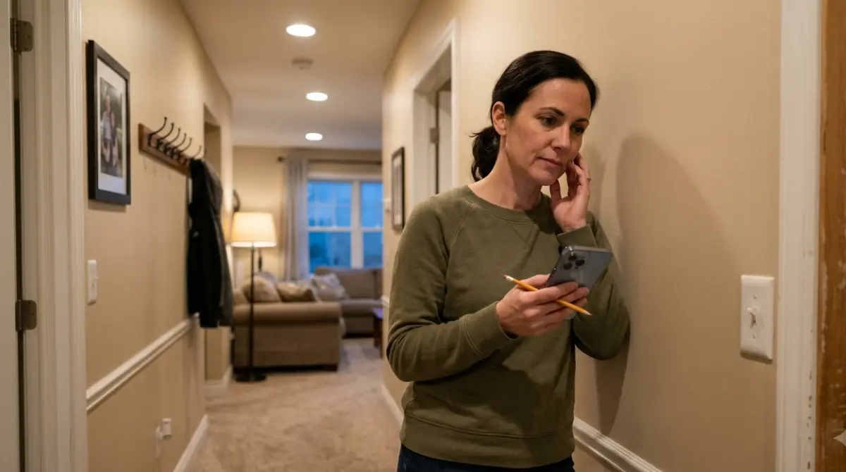Homeowner documenting Scratching sounds from a wall with a smartphone