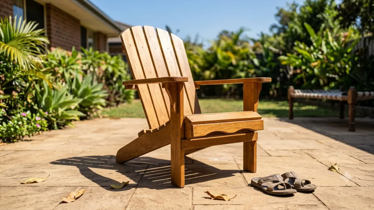 Termites in Furniture with a wooden chair placed outdoors in sunlight as a common homeowner attempt