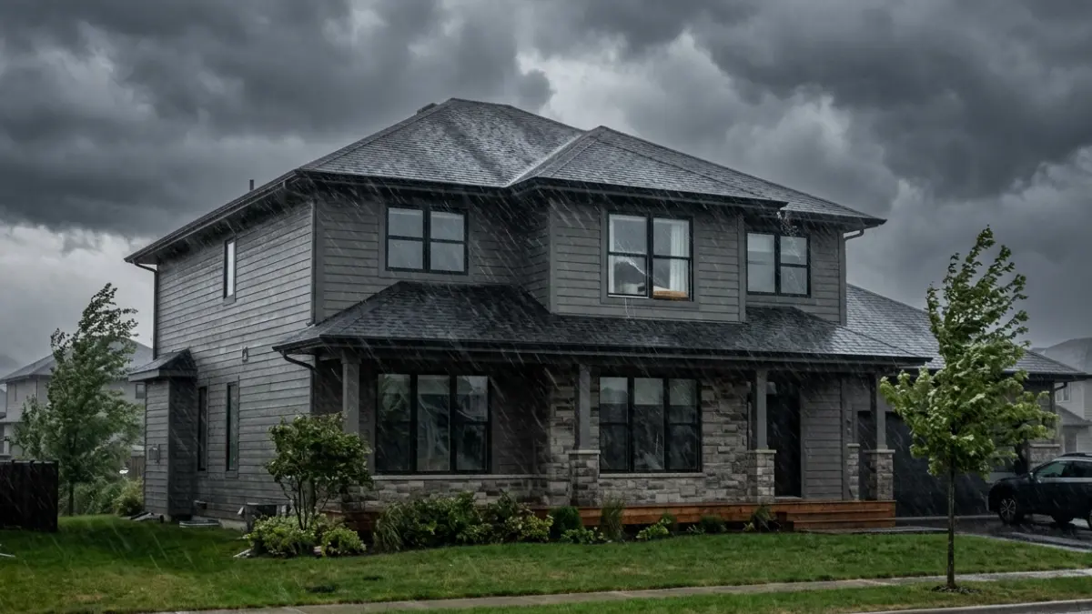 Category 3 wind-driven rain entering a residential home during a severe storm