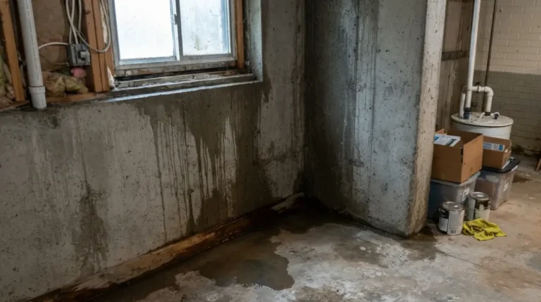 “Real basement water seepage at floor-wall joint — key visual for asking the right Questions before hiring a waterproofing contractor”