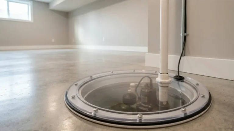 Best Sump pump cover with a clear gasketed lid installed over a basement sump pit for radon and odor control.