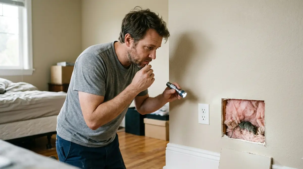 dead mouse smell coming from inside a residential wall during a home inspection