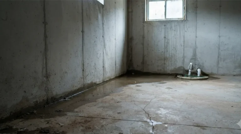 High Water seeping at the floor-wall joint of an unfinished basement