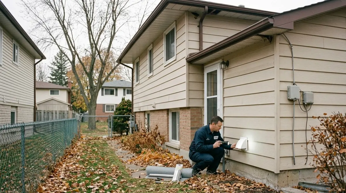House exterior showing common rodent entry points during inspection