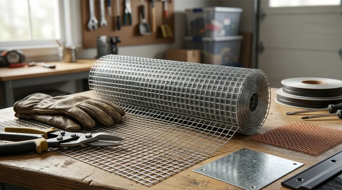 House rodent-proofing materials including quarter-inch galvanized hardware cloth