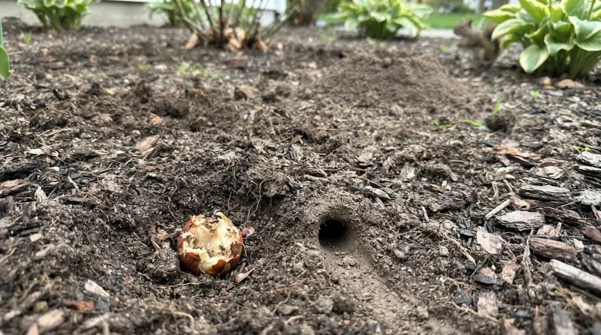Voles Eating bulbs and leaving underground damage signs in a garden bed