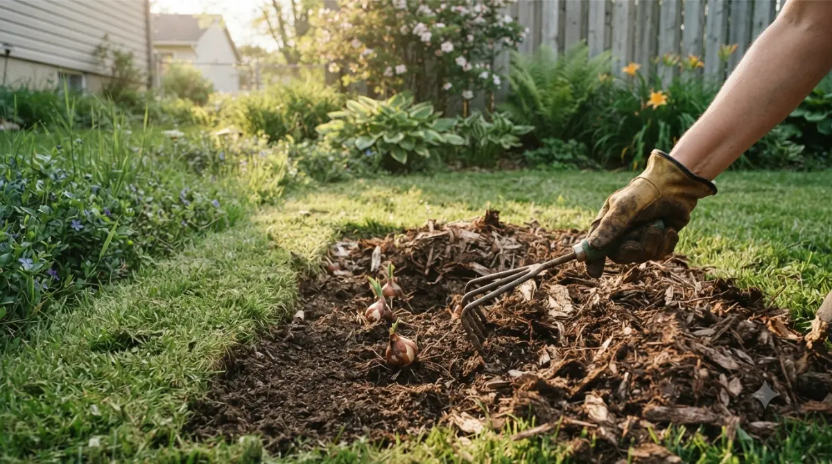 Voles Eating bulbs prevented by reducing heavy mulch and garden cover