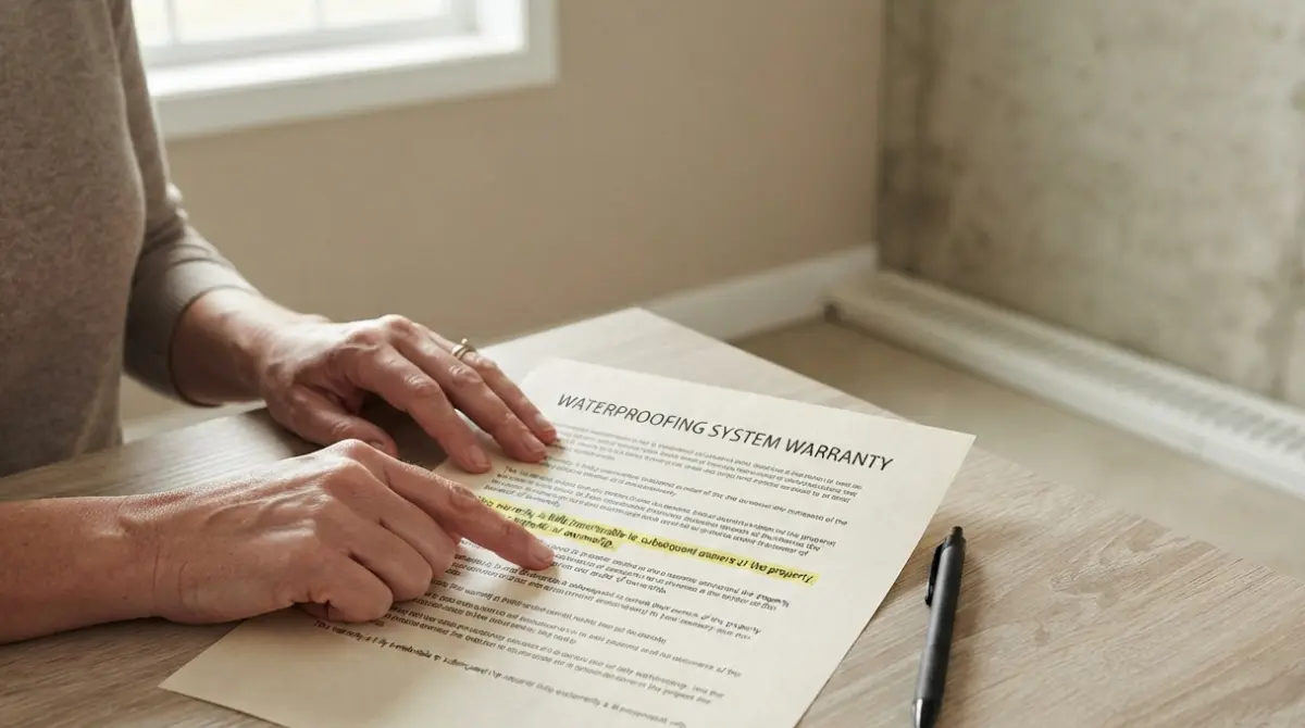 Homeowner reviews a Waterproofing Warranty transfer clause for subsequent owners