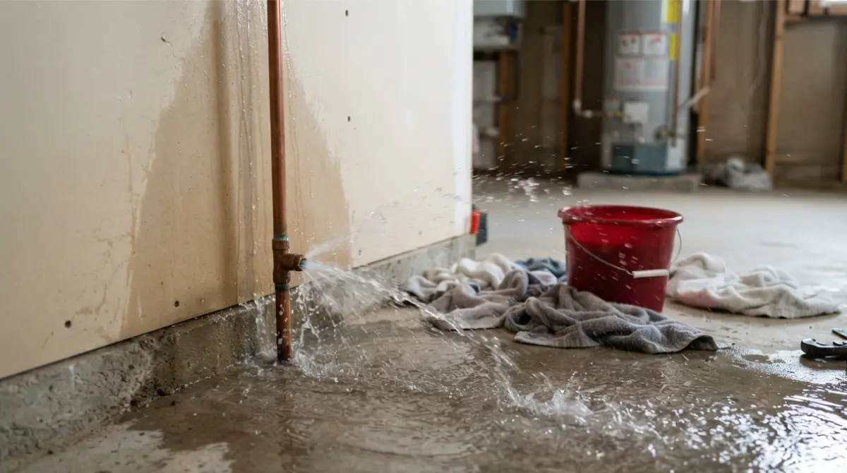 Burst pipe causing sudden water damage to home foundation, a typically covered peril under Home Insurance